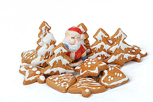 圣诞节,姜饼,陶瓷,圣诞老人,白色背景,背景