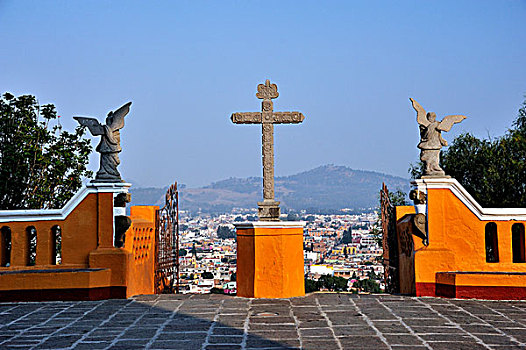 天使,风景,城市,教堂,夫人,建造,金字塔,乔露拉,柏布拉,墨西哥,拉丁美洲,北美
