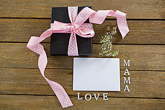 礼盒,母亲,喜爱,文字,厚木板,特写