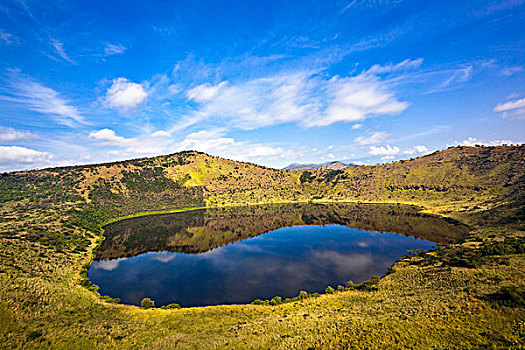 火山口,区域,伊丽莎白女王国家公园,湖,爆炸,水,茂密植被,乌干达