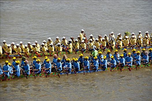大,划艇,桨手,竞争,水,节日,金边,柬埔寨,东南亚