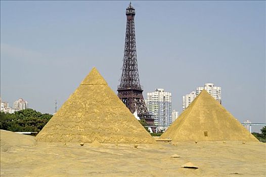 吉萨金字塔,埃菲尔铁塔,窗户,世界,深圳,中国