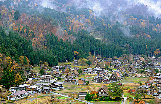 日本,阿尔卑斯山,白川乡,房子