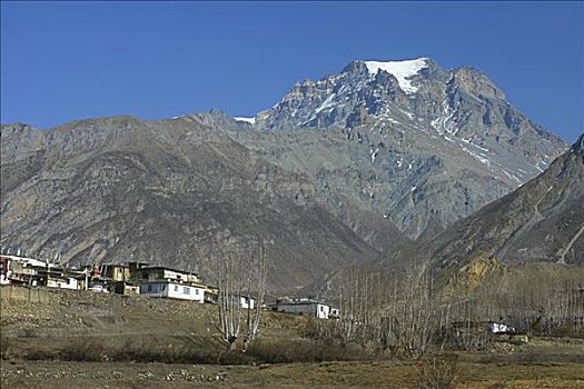 房子,正面,山,安娜普纳,喜马拉雅山,尼泊尔