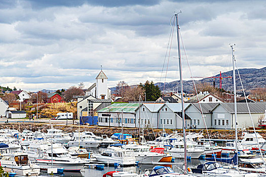 挪威,渔村,小船,停泊,码头