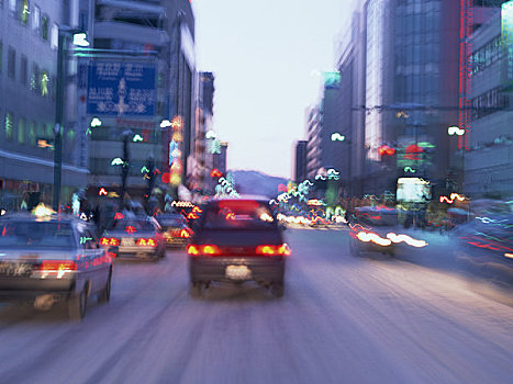 汽车,雪地,道路