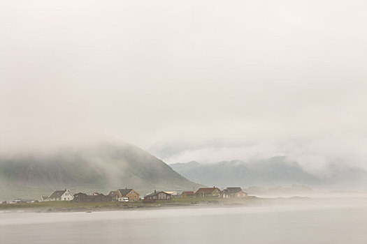 挪威,乡村,云,雾,多云,北欧,白天