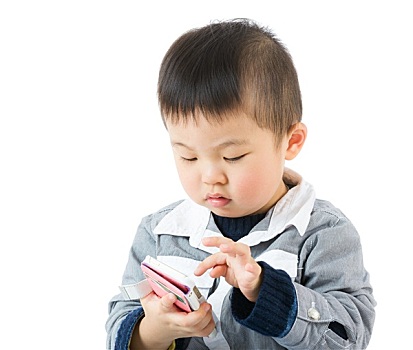 亚洲人,小男孩,接触,智能手机