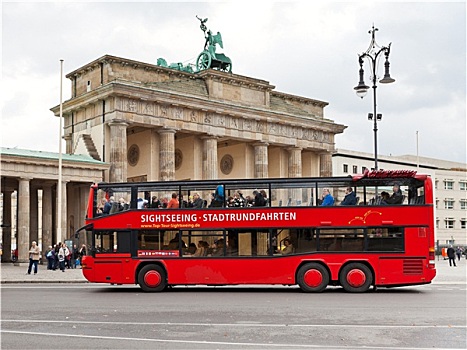 红色,游客,双层巴士,柏林