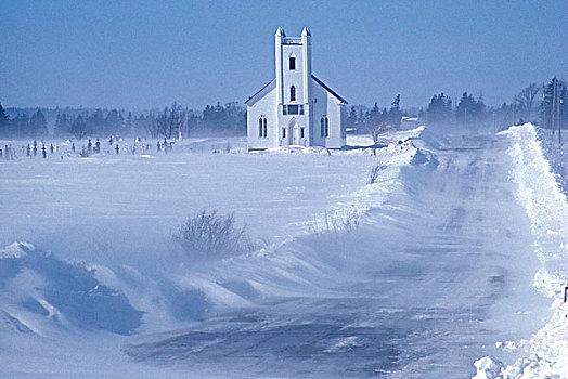 新,教堂,冬天,爱德华王子岛,加拿大