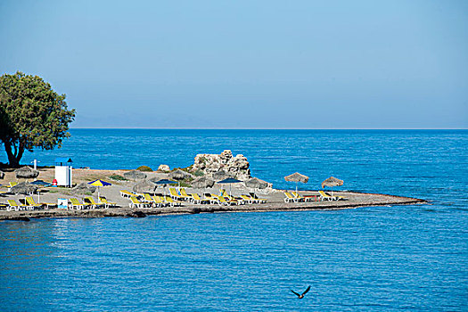 希腊,罗得斯,海滩,靠近,酒馆,波尔图,美好,湾