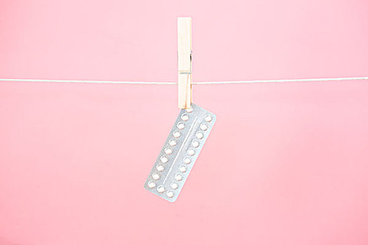 避孕,药丸,浮泡,悬挂,线条,粉色背景