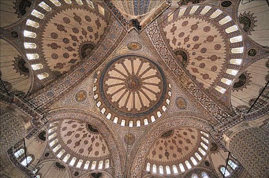 圆顶,苏丹,清真寺,蓝色清真寺,伊斯坦布尔,土耳其