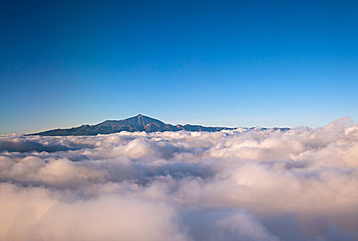 火山,泰德峰,俯视,云,特内里费岛,加纳利群岛,西班牙,欧洲
