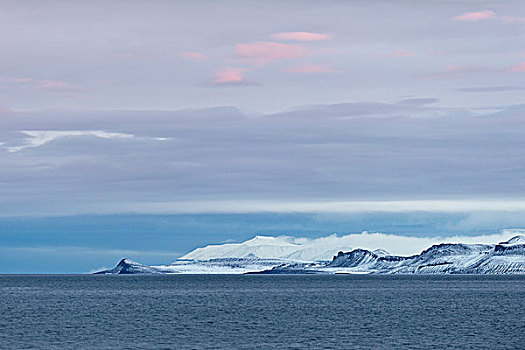蓝色,钟点,雪冠,山,斯瓦尔巴群岛,斯瓦尔巴特群岛,挪威,欧洲