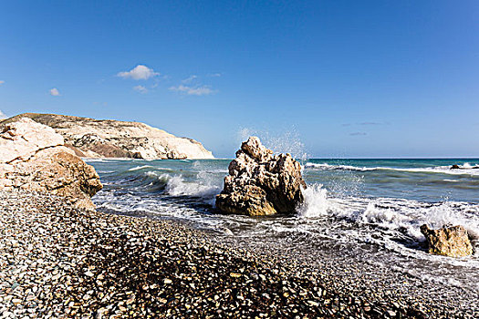 海浪,海岸线,帕福斯,塞浦路斯