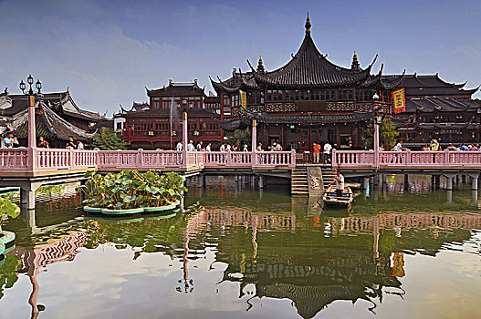 花园,豫园,宽阔,中式花园,旁侧,城市,神,庙宇,东北方,老城,上海,中国