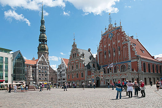 市政厅,房子,教堂,雕塑,里加,拉脱维亚,欧洲