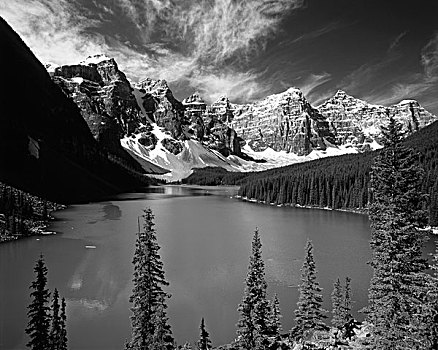 加拿大,艾伯塔省,班芙国家公园,反射,冰碛湖,大幅,尺寸