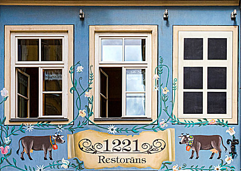 涂绘,建筑外观,老城,里加,拉脱维亚,欧洲