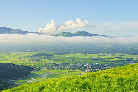 火山,烟,山,日本