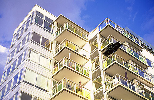 仰视,现代,公寓楼
