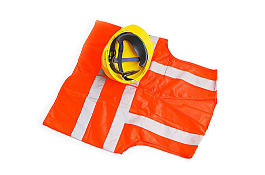 橙色,马甲,安全帽,隔绝,白色