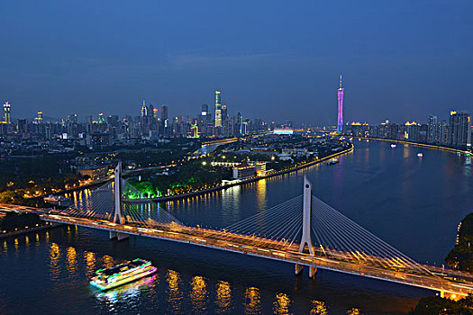 广州珠江夜景,海印桥