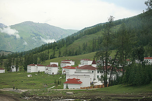 喀纳斯景区的宾馆居住区