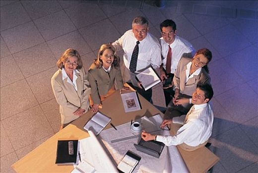 商务人士,男人,女人,会面,书桌,施工图,团队,办公室,雇主,经理,商务