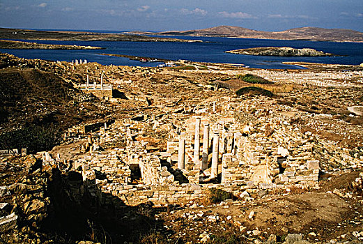 遗迹,岛屿,得洛斯,基克拉迪群岛,希腊