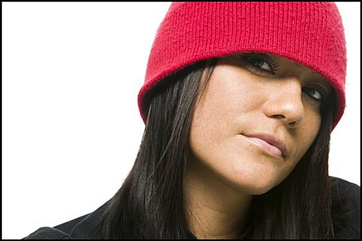 特写,女人,红色,帽子