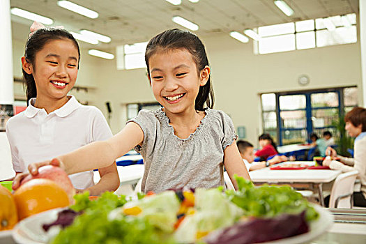 学生,健康食物,学校,自助餐厅