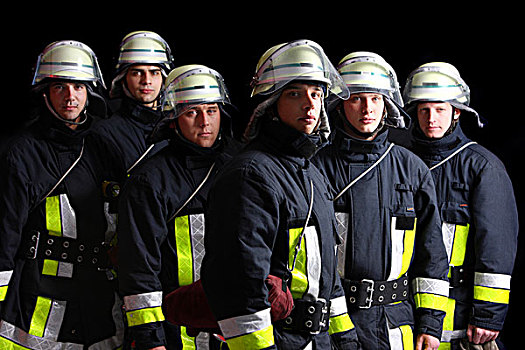消防员,穿,制服,防护,衣服,头盔,帽舌,职业,北莱茵威斯特伐利亚,德国,欧洲