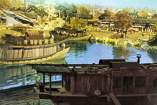 安徽博物院内古运河船运场景