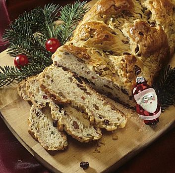 圣诞节,缠结,葡萄干,辫子面包