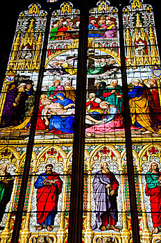德国,科隆,历史,哥特式,科隆大教堂,最高,教堂,欧洲,特写,彩色玻璃窗