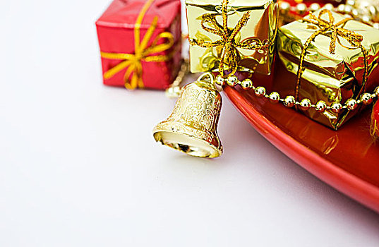 圣诞礼物,彩色,包装,圣诞节,铃,盘子