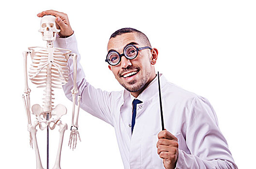 有趣,博士,骨骼,隔绝,白色背景