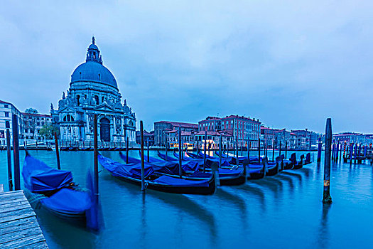 风景,大运河,教会,行礼,教堂,前景,蓝色,小船,威尼斯,意大利,欧洲