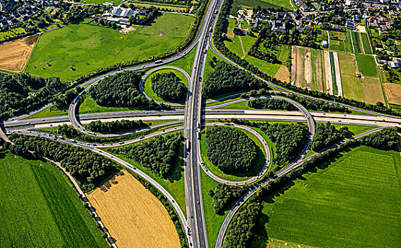 航拍,高速公路,连通,北莱茵威斯特伐利亚,德国,欧洲