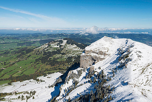 高,雪冠,山,阿彭策尔,阿尔卑斯山,瑞士,欧洲