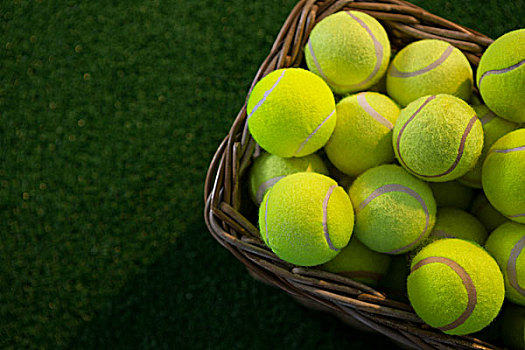 俯视,网球,柳条篮,地点