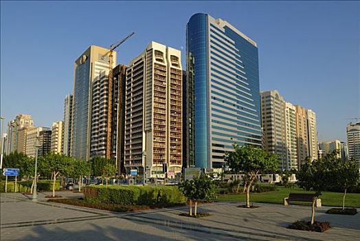多层建筑,天际线,阿布扎比,阿联酋,阿拉伯,中东