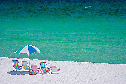美国,佛罗里达,沙滩椅,海岸
