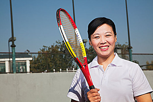 成年,女人,玩,网球,头像