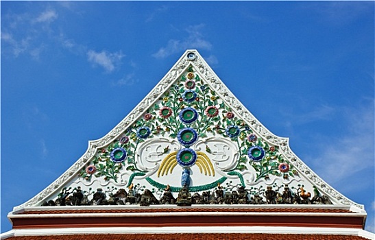 特写,陶瓷,华丽,装饰,庙宇,屋顶,曼谷,泰国