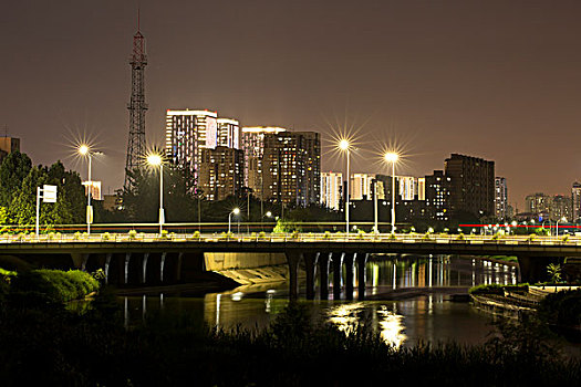 北京通州城市风光,夜景