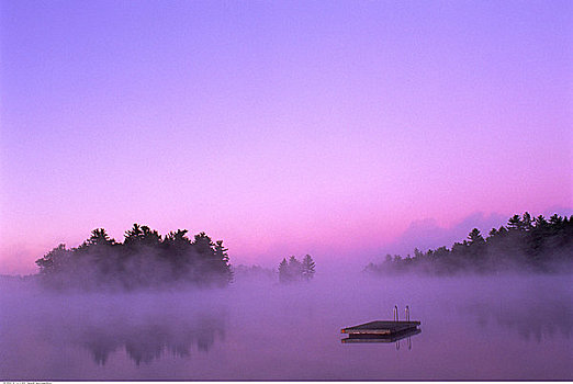 浮码头,薄雾,英里,湖,安大略省,加拿大