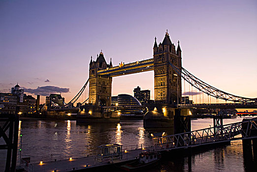 塔桥,黄昏,伦敦,英格兰,英国